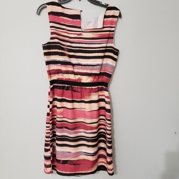 LOFT Striped Boat Neck Sleeveless Cinched Dress Small - Picture 2 of 11